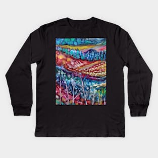 "America the Beautiful" Colorful Digital Abstract (Jean B. Fitzgerald) Kids Long Sleeve T-Shirt